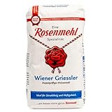 Rosenmehl - Premium Wiener Griessler Doppelgriffiges Weizenmehl 1000 g - Ideal für Strudelteig und Hefegebäck - Feinkörnig dank besonderem Mahlverfahren - Mehl für elastische Teige