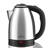 HOMELUX Wasserkocher Edelstahl 1.8l, 1500w Electric Kettle Mit Filter, Kabellos Wasserkessel, Kessel Bpa-Frei, Abschaltautomatik, Ideal FüR Tee, Kaffee, Babynahrung, Silber