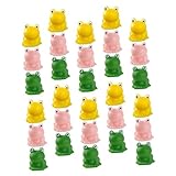 OATIPHO 30 Stück Puppe Frosch aus Kunstharz zur Dekoration der Mikro-Landschaft für Büro oder Wohnzimmer, gelb, rosa und grün