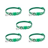 Thanksgiving Katzen-/Hundehalsband mit Glöckchen, 5 Packungen, Breakaway für Herbst, Weihnachten, Herbst, weich, verstellbar, Weihnachten mit Entriegelungsschnalle Hundehalsband Samt (Green, One Size)