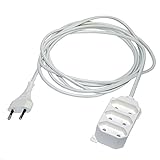 Jonex Verlängerungskabel Verlängerung 3-fach Strom-Kabel Euro-Stecker Eurosteckdosenleiste/Eurosteckerleiste (1,5 Meter 3-Fach, Weiss)