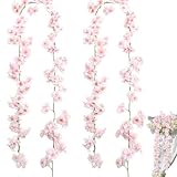 AONAYO 2er-Pack KirschblüTen Deko,KirschblüTen Blumengirlande,KüNstlich Rosa Deko,KirschblüTen-HäNgerattan Blumen Girlande,Geeignet FüR Hochzeiten,Partys,HäUser,GartenbogenwäNde