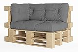 chilly pilley® Palettenauflage UV Wasserabweisend Leinenoptik Schaumflocken Palettenkissen auf Palettensofa Palettenpolster auf Palettenmöbel Rückenlehne Sitzkissen (3er Set Grau)