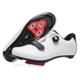 ARTVEP Fahrradschuhe Herren Damen Rennradschuhe MTB Radschuhe Kompatibel mit Look SPD SPD-SL Delta Lock Pedal Reitschuhe Peloton Schuhen Weiß EU43 / 265