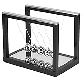 Wakects Newton's Cradle Balance-Kugeln, 5 Kugeln aus schwarzem Stahl, Kugeln, Dekompressionsspielzeug, mit Basis für Geschenk für Büro zu Hause, 7,5 x 13 x 10,1 cm