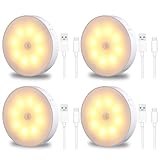 Zawaer Schrankbeleuchtung, 4Pcs Unterbauleuchte Küche Led, Nachtlicht mit Bewegungsmelder, mit 4 USB-Kabel, Nachtlicht kinderb Magnetisches für Flur, Treppe,Schlafzimmer,Küche (Mit Metallaufkleber)