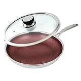 HENSSLERS Pfanne Red Edition + Pfannendeckel, 28 cm – beschichtete Antihaft-Bratpfanne, für alle Herdarten inkl. Induktion, Grill-Pfanne mit passendem Deckel, backofenfest