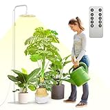 SANSI LED Pflanzenlampe Vollspektrum für Zimmerpflanzen, 125W Stehende Dimmbare Grow Lampe mit Fernbedienung für Pflanzenwachstum, 120–180cm Höhenverstellbar, 4/8/12 Stunden Timer, 4 Helligkeits