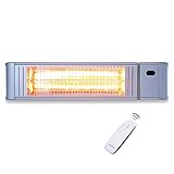 VASNER Teras X20 – Infrarot Heizstrahler 2000 Watt, 6 Heizstufen, abgerundetes Design, elektrischer Infrarotstrahler für Balkon & Terrasse, Outdoor IP65 Schutz & Fernbedienung (Silber)