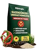 Natureflix Rasendünger mit Unkrautvernichter extra stark | 5kg für 250m² | 2-in-1 | Der Rasenunkrautvernichter vernichtet Klee, Löwenzahn & mehr | für dichten, grünen Rasen im Frühjahr & Sommer