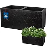 KOTARBAU® Blumentopf - Quadratisch - 77 x 39 x 37 cm - Übertopf in Beton Optik - aus PVC - Blumenkübel für Outdoor & Indoor - Schwarz - Blumenübertopf mit Innentopf