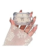 XINVHUA Schutzhülle für AirPods Pro 2/1, transparent, Kawaii-Schleife, Kirschmuster, modisches Design, Kopfhörer, Schutzhülle für Airpod Pro für Mädchen und Frauen (Schleife)
