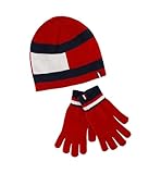 Tommy Hilfiger Wendbares Beanie- und Handschuh-Set für Jungen mit Flagge, Marineblauer Blazer, 5-8