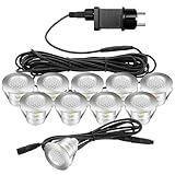 Auting Terrassen Einbaustrahler, 10er Set LED Bodeneinbaustrahler Warmweiß IP67 wasserdicht Terrassen Einbaustrahler für außen innen Küche, Garten Holzbrücke Pool Holzdeck,Treppen