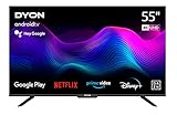 DYON Movie Smart 55 AD-2 139cm (55 Zoll) Android TV (4K, HD Triple Tuner, Prime Video, Netflix, Google Play Store für DAZN, Disney+ UVM., Google Assistant, BT-Fernbedienung) [Mod. 2023]