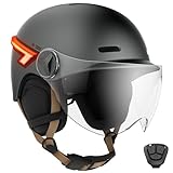 CASR Glow - LED-Helm für Fahrrad & Scooter - XL-Visier & abnehmbare Ohrpolster, Rück-Blinker & Fernbedienung - Stilvolles urbanes Design für Damen & Herren - Matt Anthrazit - Größe L