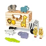 Melissa & Doug - Safari-Laster zum Formen sortieren, 10-teiliges Lernspielzeug aus Holz, für Kinder ab 2 Jahren