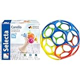 Selecta 61061 Carello, Stielgreifling aus Holz, 12 cm, Mehrfarbig & Bright Starts, Oball Classic, Flexibler und leicht zu handhabender Ball