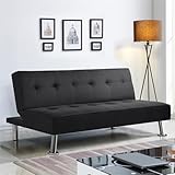 Yaheetech Schlafsofa mit Liegefläche 166,5 cm L × 92 cm B Bettsofa bis 350 kg Belastbar Schlafcouch für Wohnzimmer/Schlafzimmer/Gästezimmer schwarz