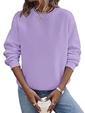 TICTICMIMI Lässige Damen-Sweatshirts mit Rundhalsausschnitt, langärmelig, lockere Passform, Herbst-Shirt, Lavendel, XL