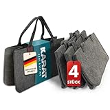 KARAT Filztasche Shopper 4er Set Holzkorb für Kaminholz,...