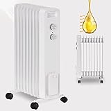 STAHLMANN Ölradiator ZR201 2000 Watt – Elektroheizung Energiesparend bis 40 qm Fläche – Heizung Elektrisch mit Thermostat und 3 Heizstufen – Elektrisches Heizgerät, Electric Heater Weiss