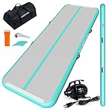 ChampionPlus Aufblasbare Air Matte Track Tumbling Matte 3m Gymnastikmatte Turnmatte mit elektrischer Luftpumpe, Yogamatte, Camping Trainingsmatte, Fitness Yoga Sportmatte（Mintgrün）