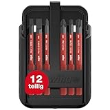 Wiha Bit Set slimBit electric Schlitz, PH, PZ, PlusMinus/PZ, TORX® 12-tlg.I inkl. slimBit-Boxen, Gürtelhalter I kompakt, mobil I VDE geprüft (43162)