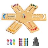 Wanlola Ludo Brettspiel aus Holz, Spielesammlung Klassiker, Tragbare Würfelspiele, Gesellschaftsspiele für die ganze Familie