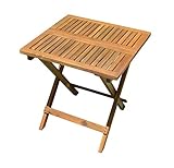 Spetebo Akazie Gartentisch - 50x50 cm - Klapptisch im Teak Look - Bistrotisch Biergarten Tisch Holztisch klappbar