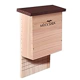 MIXXIDEA Fledermaus-Box, Doppelkammer, für den Außenbereich, für Wald, Fledermaus-Unterschlupf, große Fledermausbox, handgefertigt aus Zedernholz – einfach für Fledermäuse zu Land