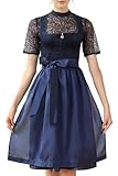 EIISSION Dirndl Damen midi Lang Dirndl Blau Trachtenkleid...