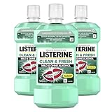 3x LISTERINE Clean & Fresh je 500ml Mundspülung ohne Alkohol mit ätherischem Öl