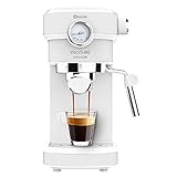 Cecotec Cafelizzia 790 White Kaffeemaschine für Espresso und Cappuccino, mit schneller Thermoblockheizung, 20 bar, Auto Mode für 1 und 2 Kaffees, orientierbarer Dampfgarer (Weiß, Mit Manometer)