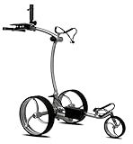 tour-made RT-610S Elektro Golftrolley Golfcaddy mit Lithium Akku Motorbremse schmaler Radstand Qualität vom Deutschen Fachhändler (Silver-Silver)