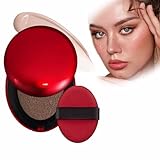 Red Cushion Foundation,SPF40 PA++ Super Fit Cushion Foundation,Cushion Foundation Makeup for Glass Skin,Long-Lasting,Waterproof,Semi-Matte, Buildable Coverage,for All Skin Types (25N, ONE)