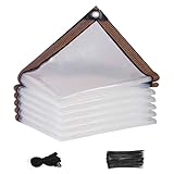 ZOYDP Plane Transparent mit Ösen 1,5m x 2m, Abdeckplane mit Ösen und 15m Bindeseil, Plane Durchsichtig Wetterfest, Abdeckplane Durchsichtig mit 25 Kabelbinder für Outdoor, Balkon, Garten, Gewächshaus