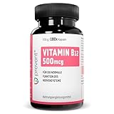 Iprevent - Vitamin B12 500 µg - 180 Kapseln - 6 Monate Vorrat - Hochdosiert, 500 µg pro Tablette, 100% Vegan & Vegetarisch