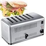 Toaster Mit Breiten Schlitzen, Langschlitztoaster FüR Bagels, Waffeln Und Toast, 5 BräUnungsstufen, Edelstahl, Herausnehmbares Tablett, Abbruch-/Bagel-/Auftaufunktionen,Sixpieces