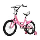 FENNNDS 16 Zoll Kinderfahrrad für 5-8 Jahre alte Mädchen & Jungen Kinderrad mit Stützrädern und Schutzblech Kleinkinderfahrrad Prinzessin Kinderfahrrad Fahrräder Kleinkindfahrrad (Rosa)