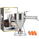 eGenuss Pfannkuchen Teigspender mit 7 Düsen - Teigportionierer Waffelteig mit graduiertem Maß inkl. Ständer mit Teigsammler und Tasche, Portionierer Teig präziser Fülltrichter 18/8 Edelstahl 1200ml