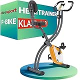 Ultrasport F-Bike Curved Heimtrainer Fahrrad Klappbar I Hometrainer Fahrrad Klappbar mit Komfort-Sattel I Ergometer Heimtrainer, Fitnessbikes, Trimmrad Heimtrainer Klappbar, Schwarz-Rot