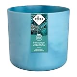 elho The Ocean Collection rund 14cm Blumentopf - Pflanzentopf hergestellt aus Meeresabfällen - 100% recyceltes Material - Blau/Atlantikblau