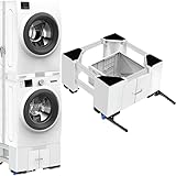 NIUXX Universal Waschmaschinen Untergestell mit Schublade und Rollen, Verstellbar, Waschmaschinen-Unterschrank mit Bremse (63-69 cm), für Waschmaschinen und Wäschetrockner, 400 kg belastbar
