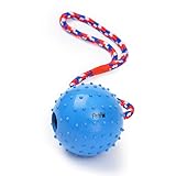 PetPäl Ball mit Seil Naturkautschuk - Wurfball Hundespiel-Ball mit Schnur - Hundeball Ø 7cm - Bälle Spielzeug am Seil für Hunde - Kauspielzeug aus Naturgummi - Hunde-Spielzeug