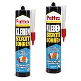 Pattex Kleben statt Bohren Innen & Außen, Montagekleber & Baukleber für innen & außen, starker Kleber mit Temperatur-, Witterungs- & Wasserbeständigkeit, Aktionspack mit 2x450g, 9H PKBUWX