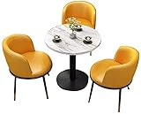 SUNMME Business-Esstisch-Set, Balkontisch- und Stuhl-Set, Wohnzimmertisch- und Stuhl-Set, modernes Teegeschäft, Café, Bekleidungsgeschäft, Büro, Schlafzimmer (Seeblau 1+2) (Gelb 1+3)