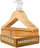 Praknu Kinderkleiderbügel Holz mit Haken 360° Drehbar - 10er Set - Robustes Natur Buchenholz FSC® - Perfekte Ordnung für Kinderkleidung - Kleiderbügel Kinder