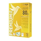 SIGEL LP500 Premium Kopierpapier Laserpapier A4, 80 g, 500 Blatt, weiß, aus nachhaltigem Papier, Druckerpapier mit hohem Weißegrad