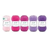 Gründl Wolle Cotton Quick uni - Wolle zum Häkeln aus 100% Baumwolle - Wolle zum Stricken - Baumwollgarn 5 Knäuel 50 g / 125 m - Rosa-Pink-Lila